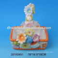 Flower design ceramic egg holder baskets for Easter day
